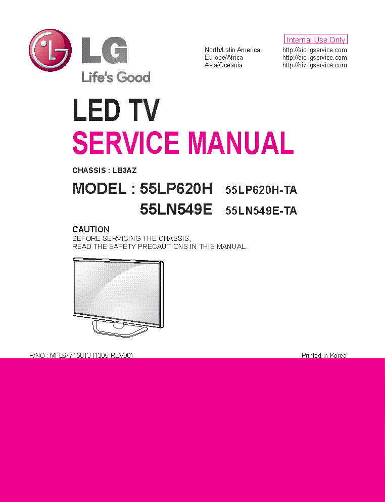 LG 55LP620H-TA 55LN549E CHASSIS LB3AZ service manual (1st page)
