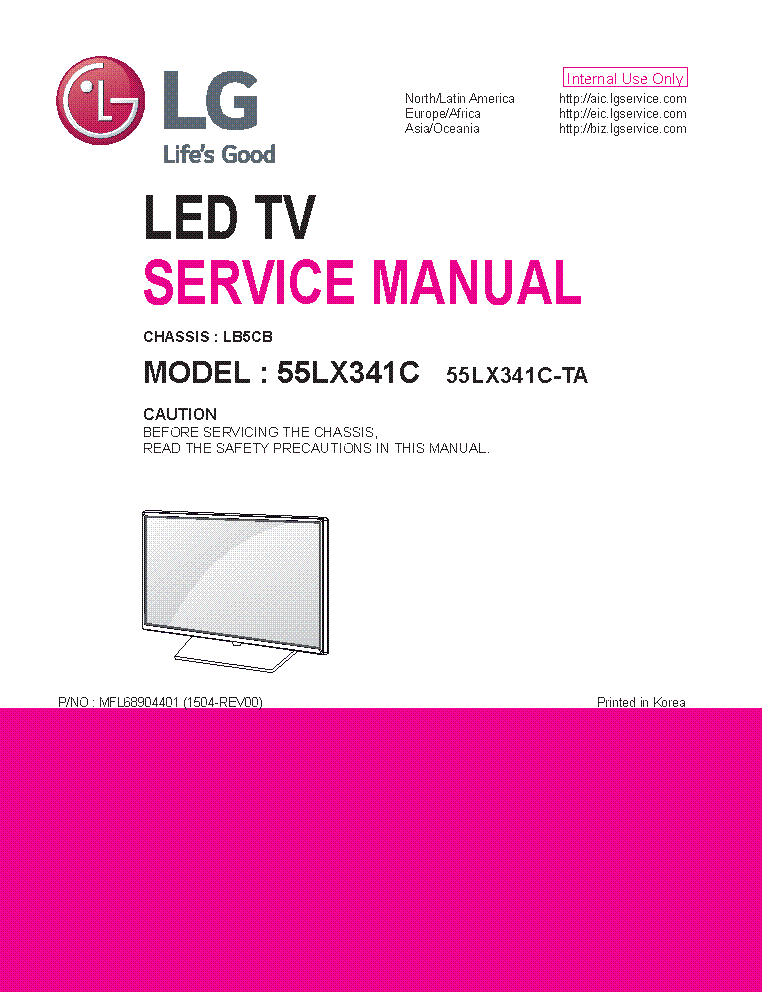 LG 55LX341C-TA CHASSIS LB5CB SM service manual (1st page)