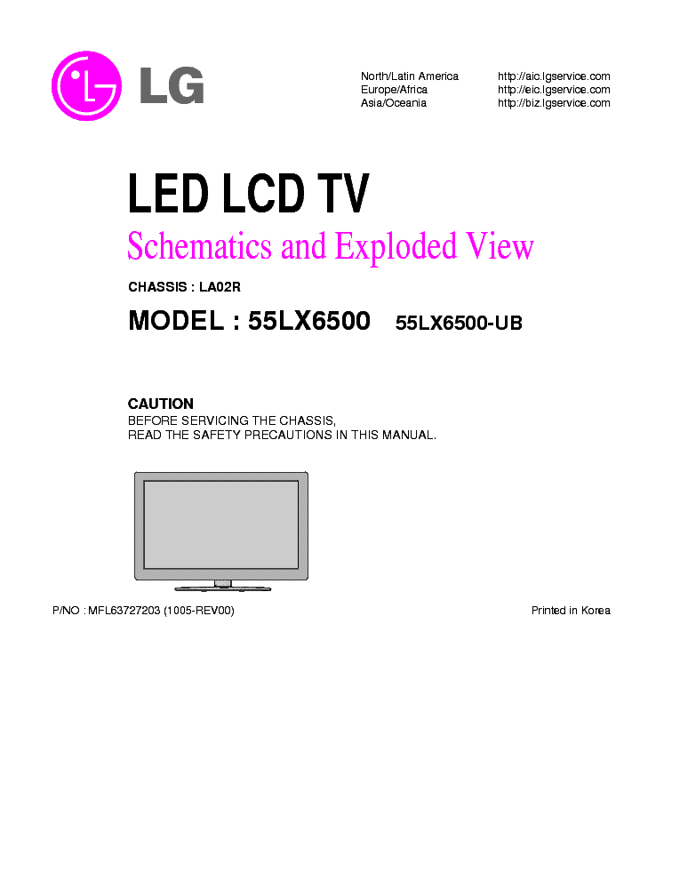 LG 55LX6500 CHASSIS LA02R service manual (1st page)