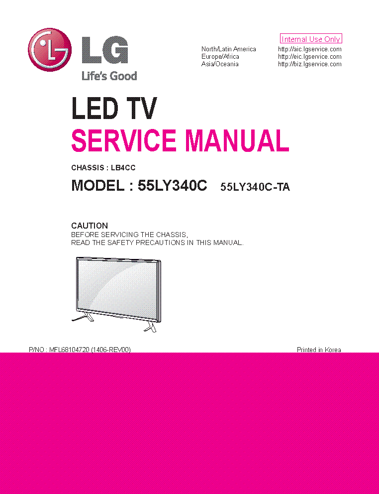 LG 55LY340C-TA CHASSIS LB4CC SM service manual (1st page)