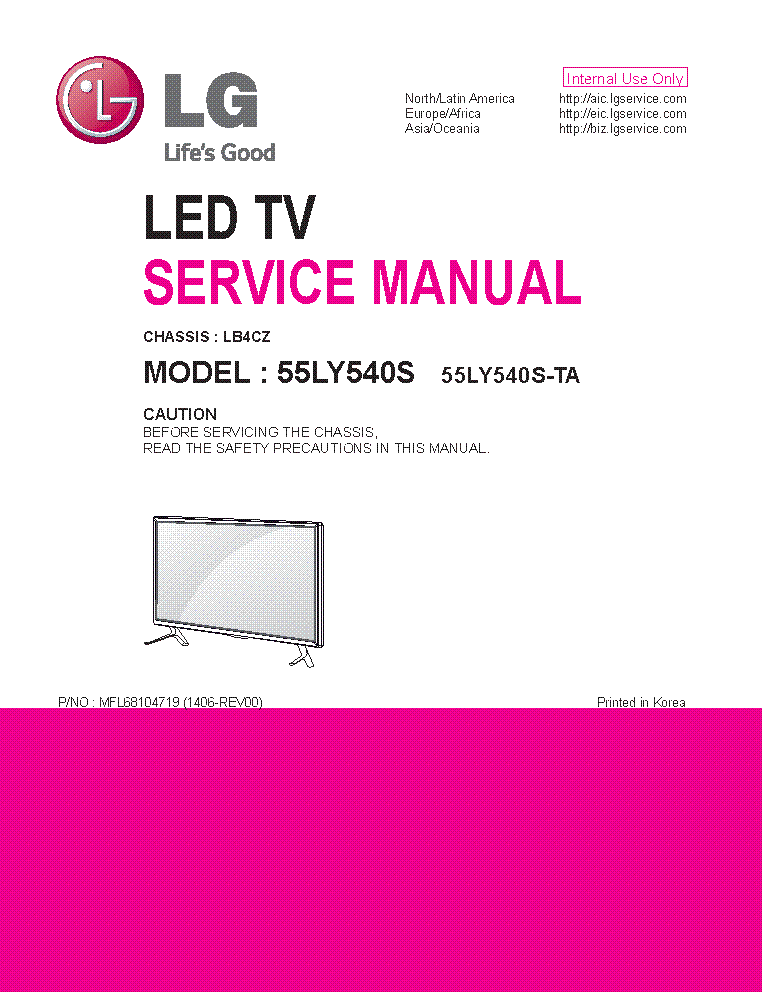 LG 55LY540S-TA CHASSIS LB4CZ SM service manual (1st page)