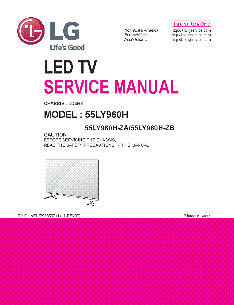 LG 55LY960H-ZA 55LY960H-ZB CHASSIS LD4BZ SM service manual (1st page)