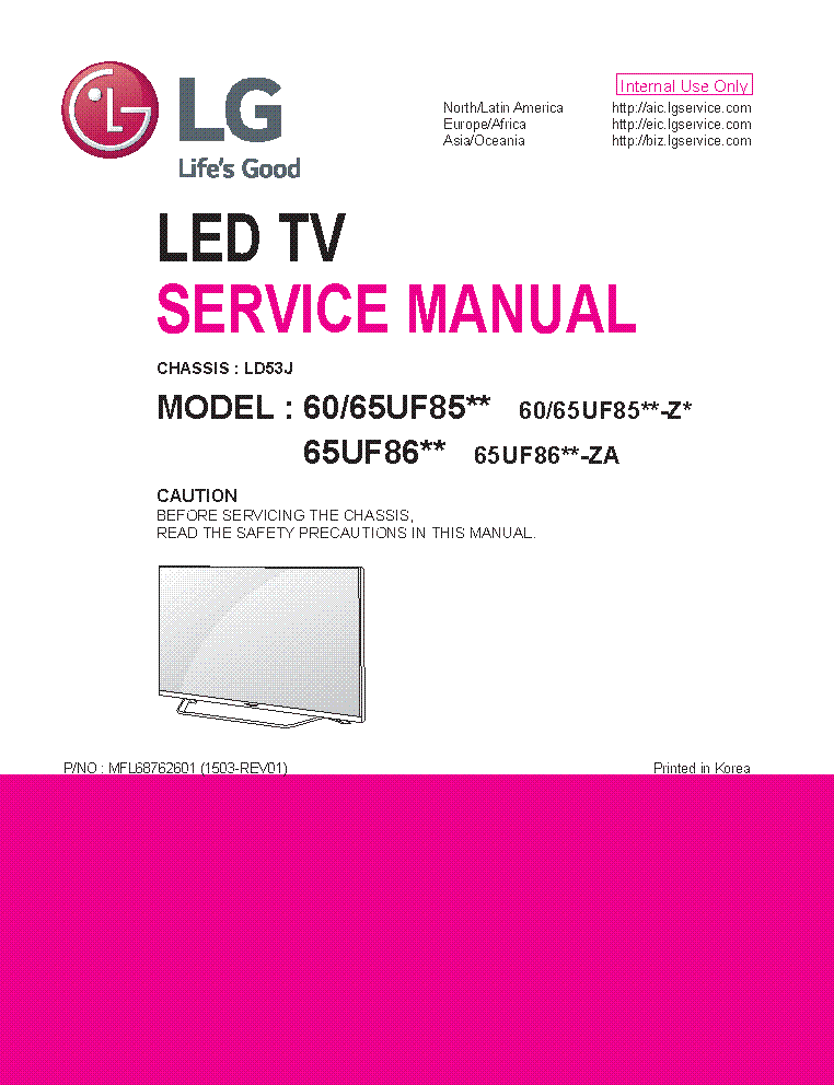 LG 60,65UF85XX-ZX 65UF86XX-ZA CHASSIS LD53J SM service manual (1st page)