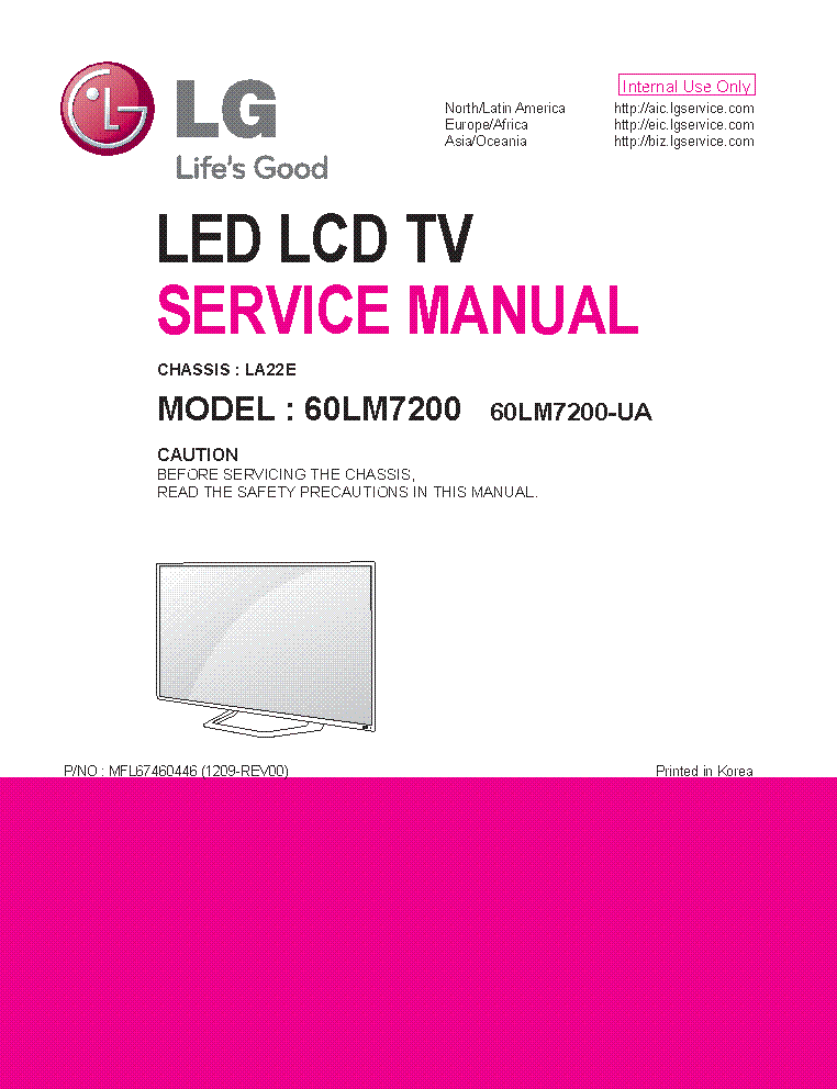 LG 60LM7200 UA CHASSIS LA22E SM service manual (1st page)