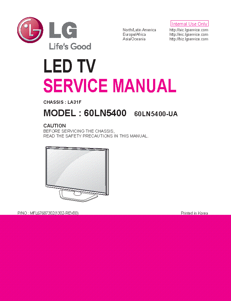LG 60LN5400 CHASSIS LA31F service manual (1st page)