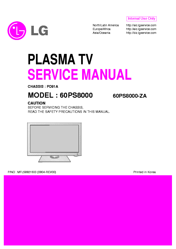 LG 60PS8000 service manual (1st page)