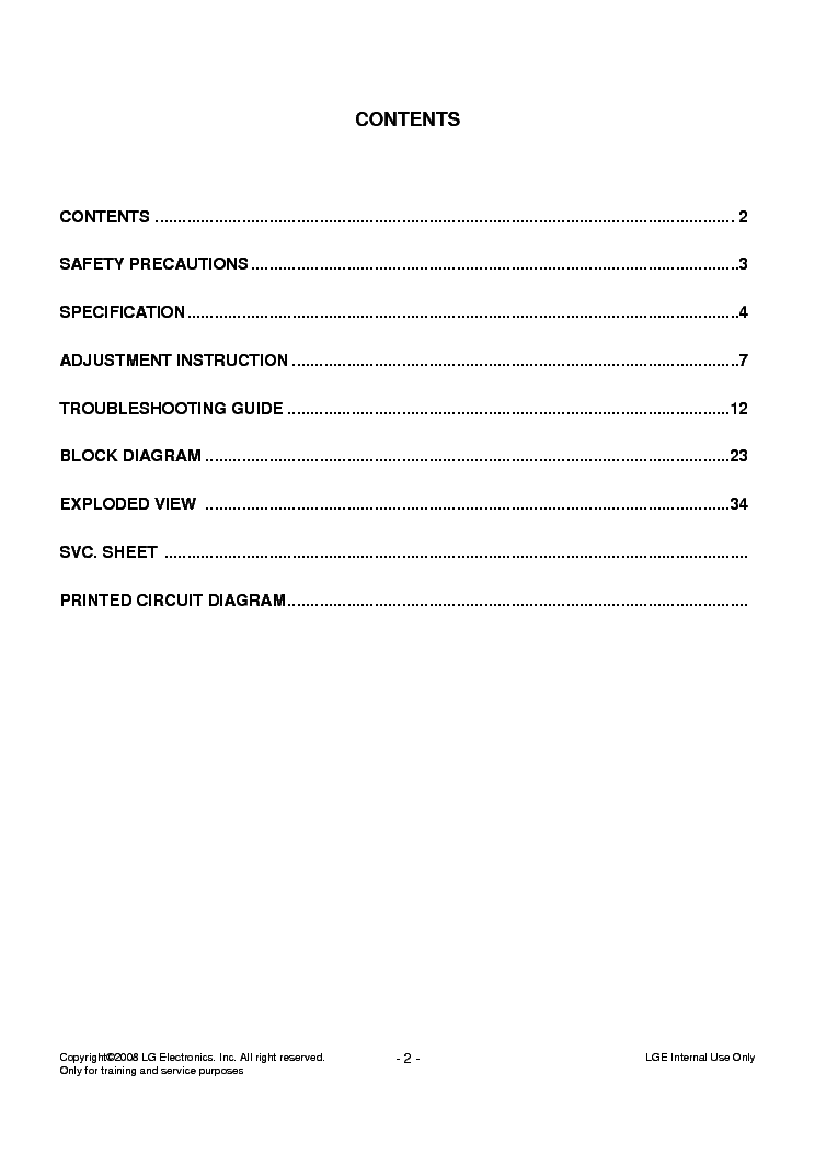 LG 60PS8000 service manual (2nd page)