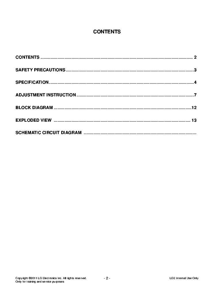 LG 60PV250-UB CHASSIS PU14K service manual (2nd page)