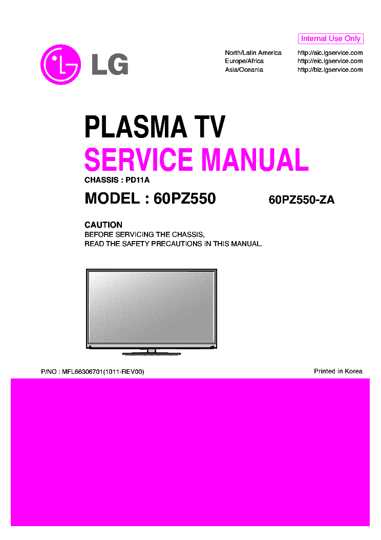 LG 60PZ550-ZA CHASSIS PD11A service manual (1st page)