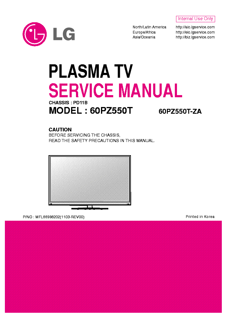LG 60PZ550T-ZA CHASSIS PD11B service manual (1st page)
