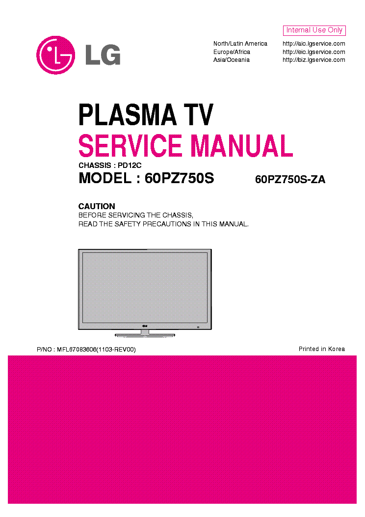 LG 60PZ750S-ZA CHASSIS PD12C service manual (1st page)