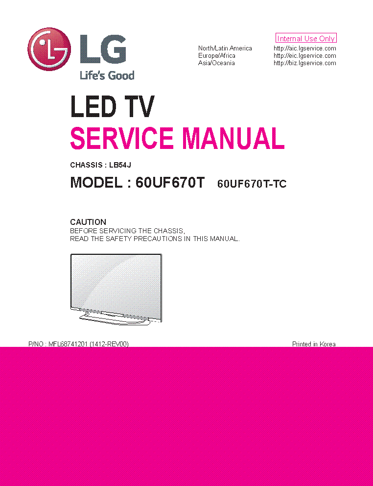 LG 60UF670T-TC CHASSIS LB54J SM service manual (1st page)