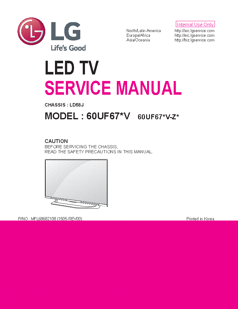 LG 60UF67XV-ZX CHASSIS LD58J SM service manual (1st page)
