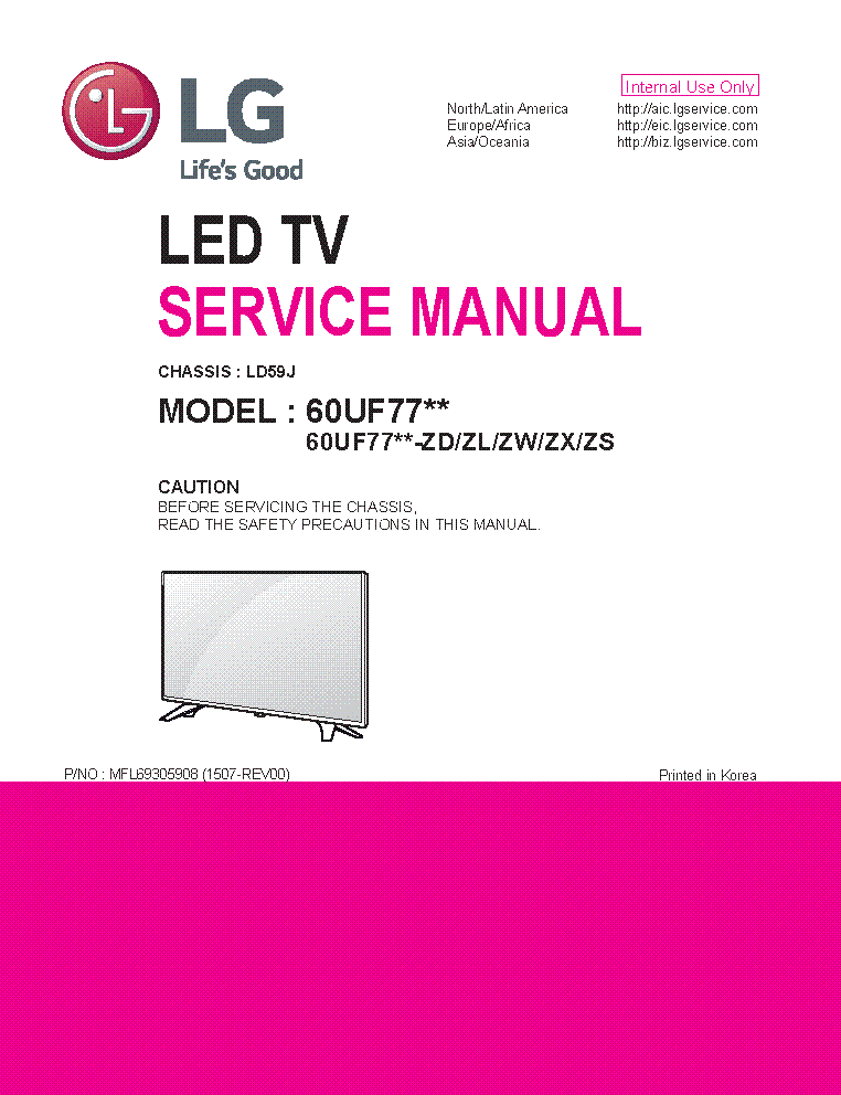 LG 60UF77XX-ZD,ZL,ZW,ZX,ZS CHASSIS LD59J SM-1 service manual (1st page)