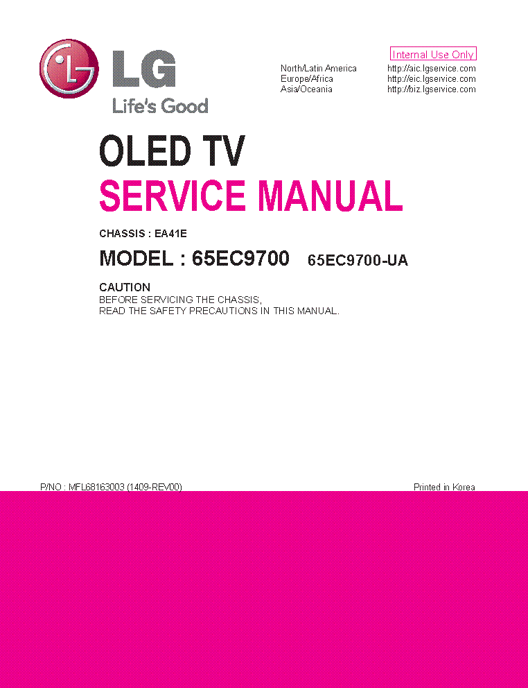 LG 65EC9700-UA CHASSIS EA41E SM service manual (1st page)
