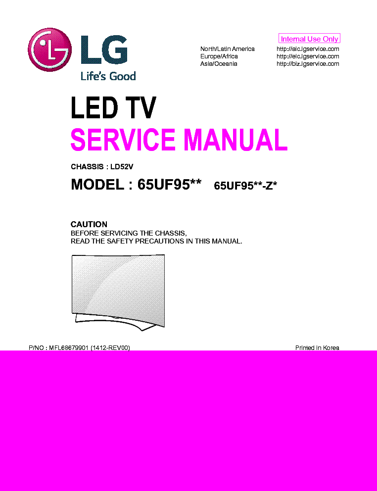 LG 65UF95XX-ZX CHASSIS LD52V MFL68679901 service manual (1st page)
