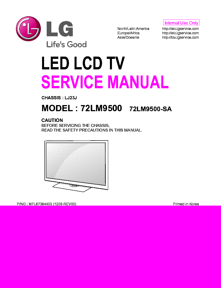 LG 72LM9500-SA CH.LJ23J service manual (1st page)