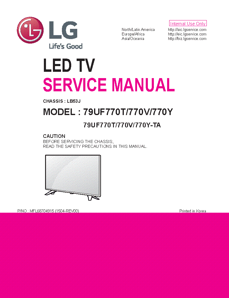 LG 79UF770T-TA 770V 770Y-TA CHASSIS LB53J SM service manual (1st page)