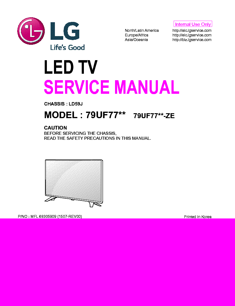 LG 79UF77XX-ZE CHASSIS LD59J MFL69305909 1507-REV00 service manual (1st page)