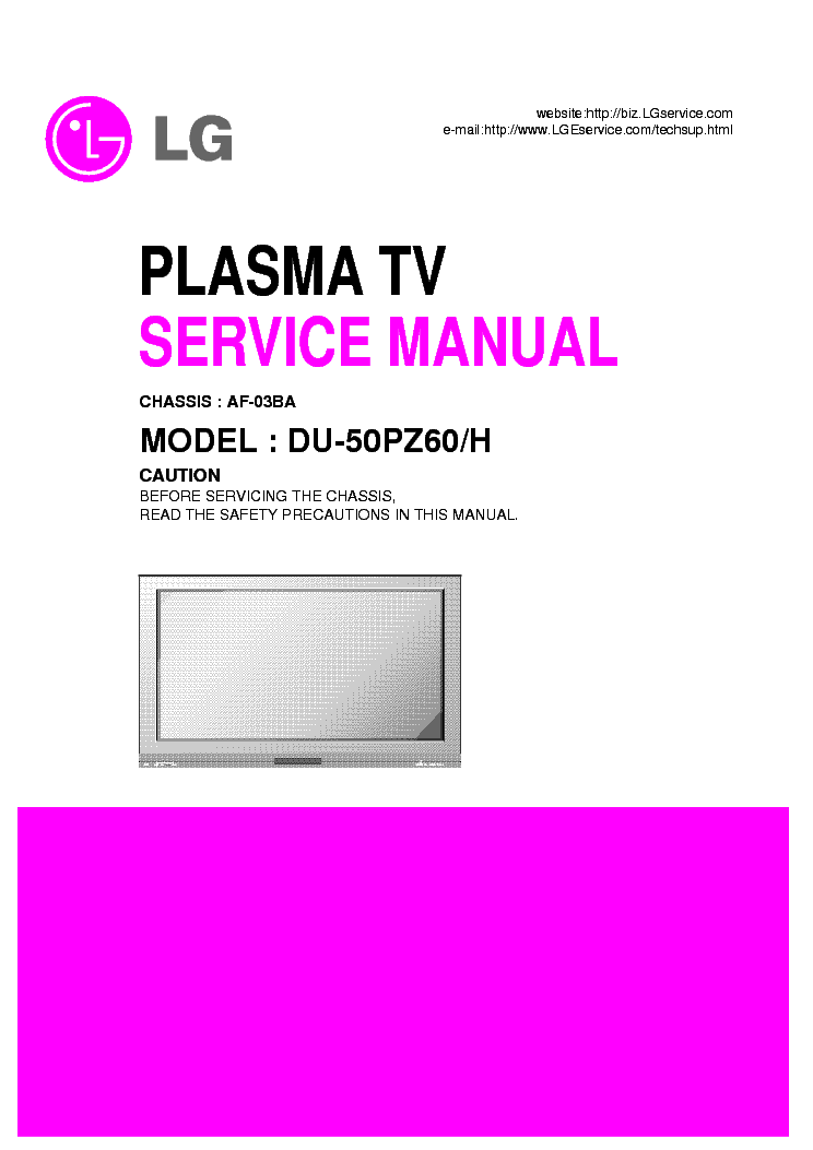 LG AF03BA CHASSIS DU50PZ60 PLASMA TV SM service manual (1st page)