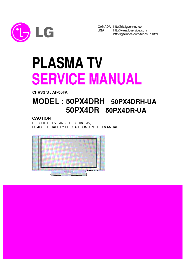 LG AF05FA CHASSIS 50PX4DRH PLASMA service manual (1st page)
