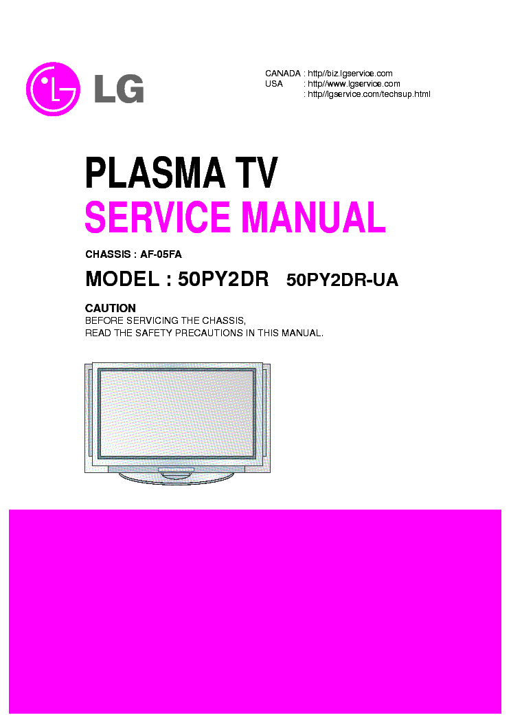 LG AF05FA CHASSIS 50PY2DR PLASMA TV SM service manual (1st page)
