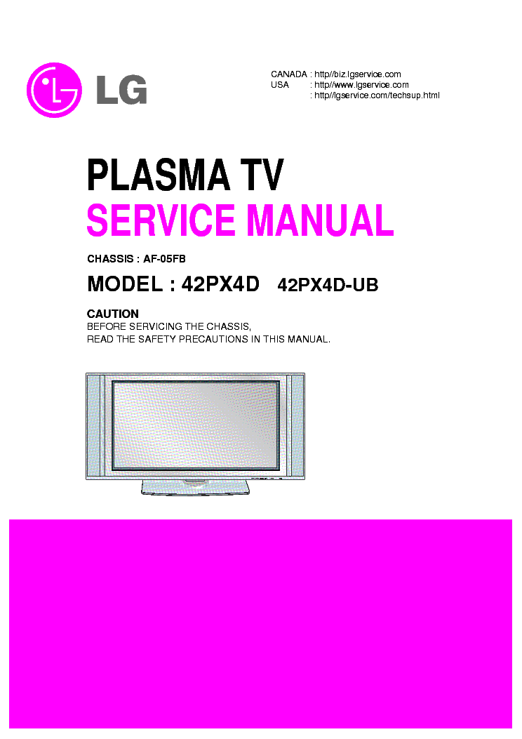 LG AF05FB CHASSIS 42PX4D PLASMA TV SM service manual (1st page)