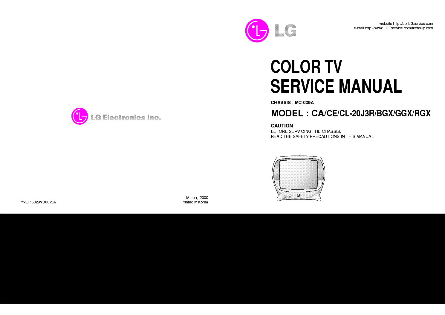LG CA-CE-CL-20J3R 3828VD0075A service manual (1st page)