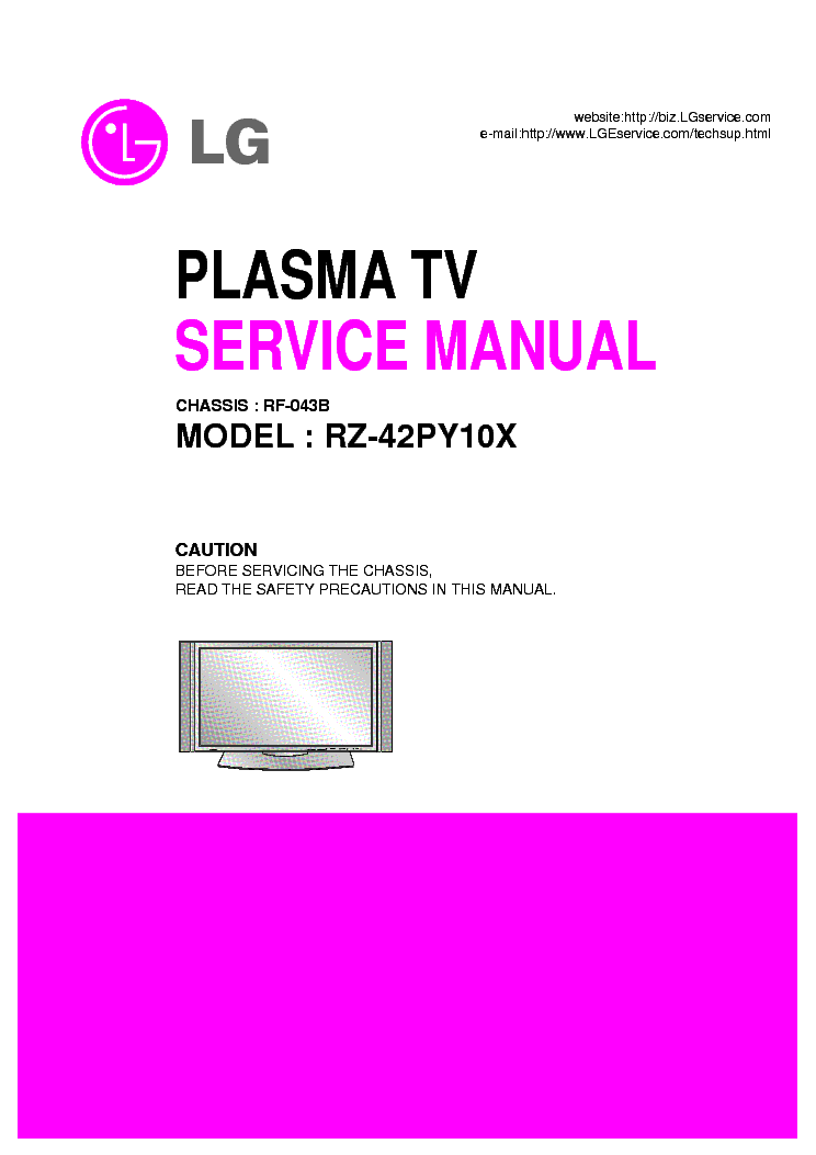 LG CHASSIS-RF-043B-RZ-42PY10X service manual (1st page)