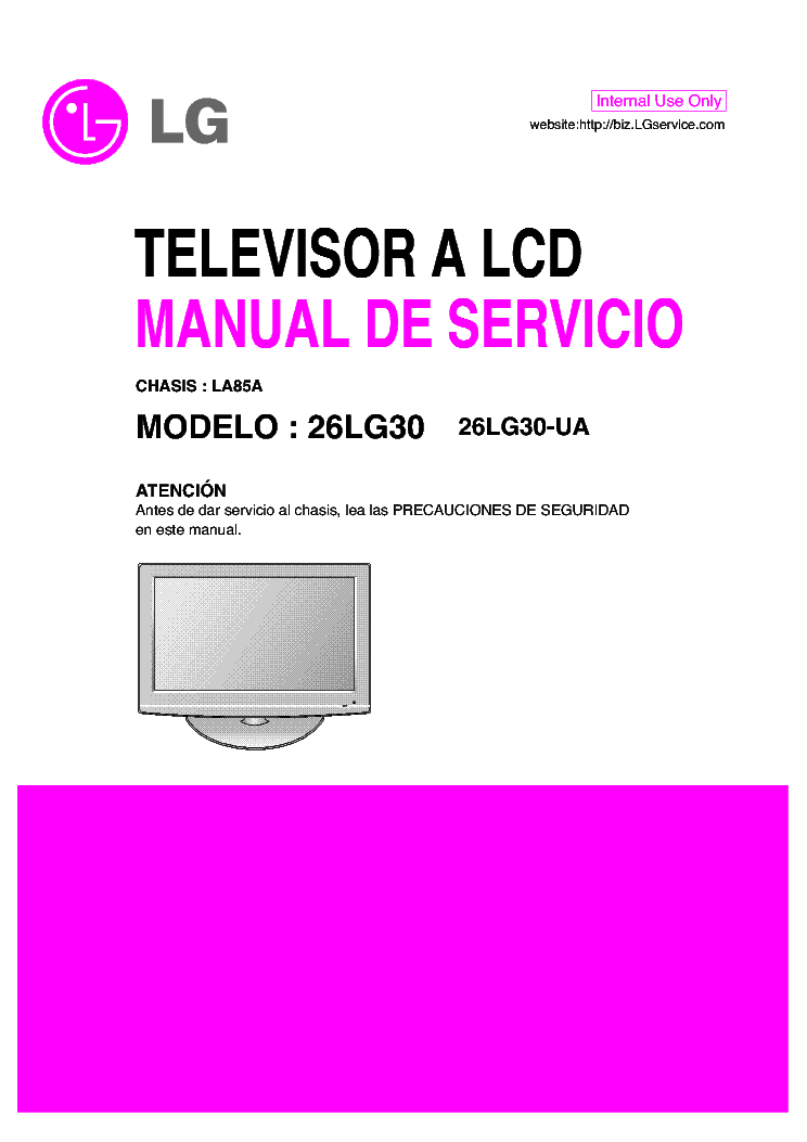 LG CHASSIS LA85A 26LG30 26LG30-UA service manual (1st page)