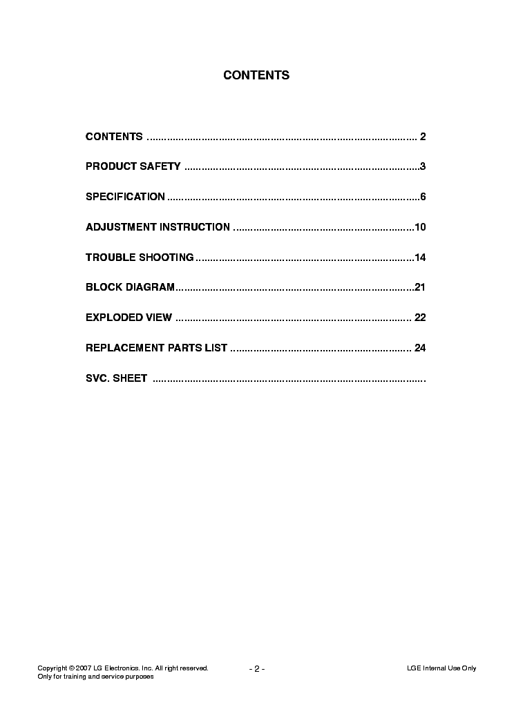 LG CHASSIS LD73B 22LS4D service manual (2nd page)