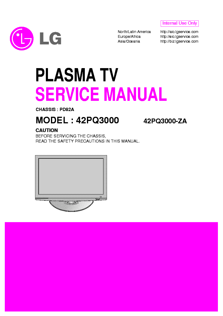 LG CHASSIS PD92A 42PQ3000 service manual (1st page)