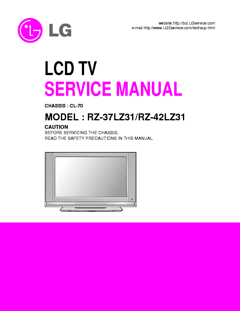 LG CL70 CHASSIS RZ37LZ31 LCD service manual (1st page)