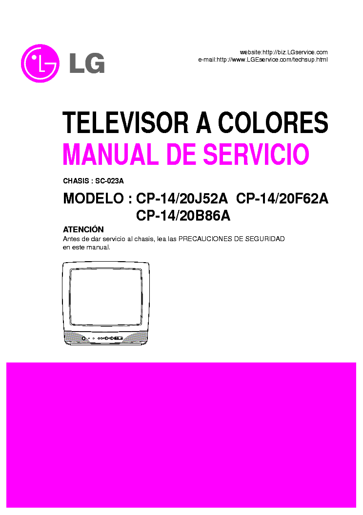 LG CP-14,20J52A,F62A,B86A CHASSIS SC-023A SM service manual (1st page)