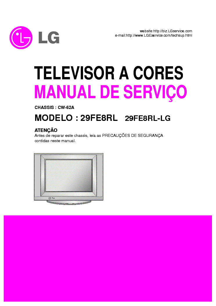 LG CW62A CHASSIS 29FE8RL TV SM service manual (1st page)
