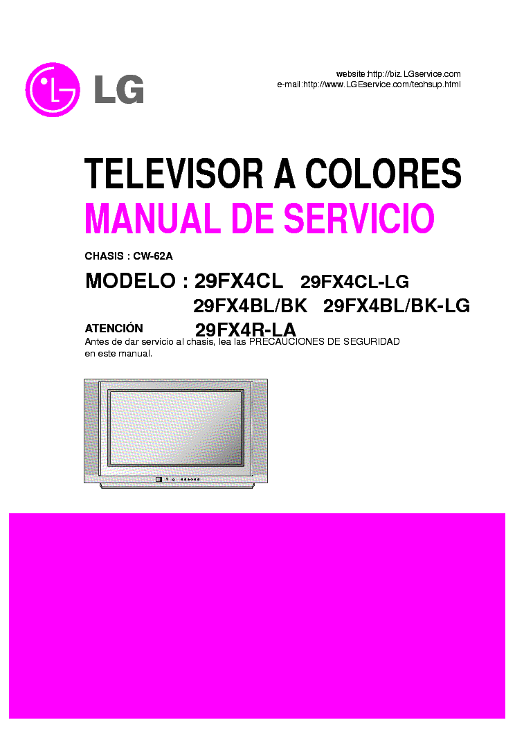LG CW62A CHASSIS 29FX4CL-LG TV SM service manual (1st page)