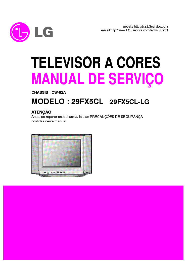 LG CW62A CHASSIS V TV SM service manual (1st page)