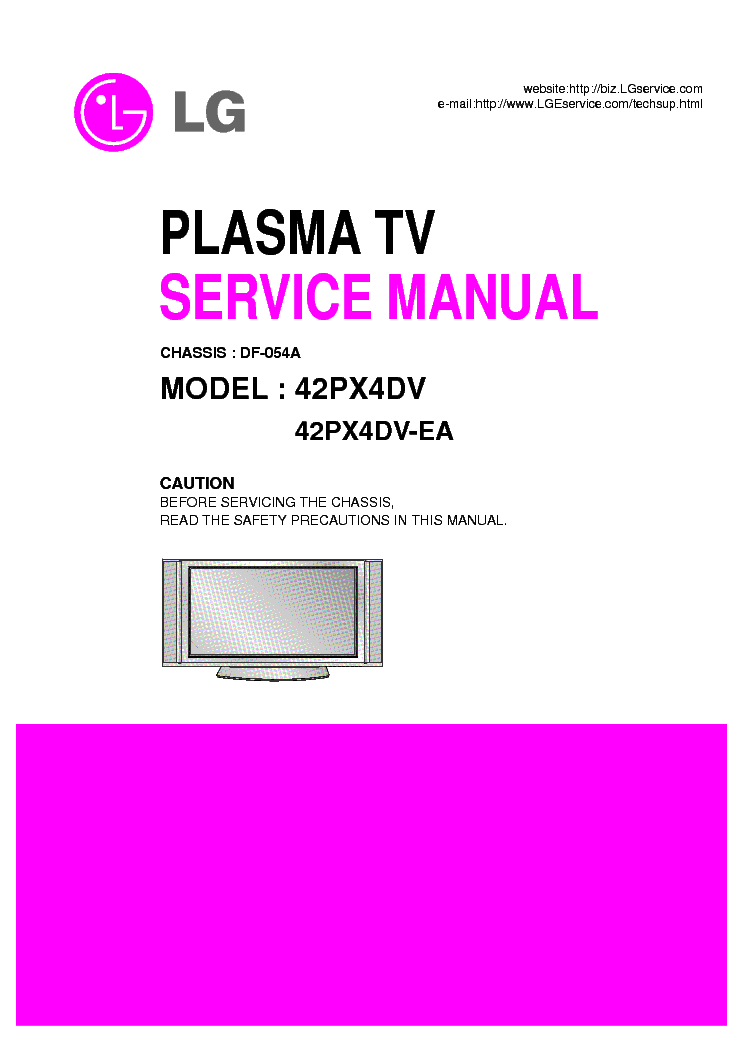 LG DF054A CHASSIS 42DX4DV PLASMA TV SM service manual (1st page)