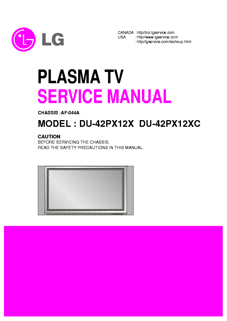 LG DU-42PX12X DU-42PX12XC CH AF-044A SM service manual (1st page)