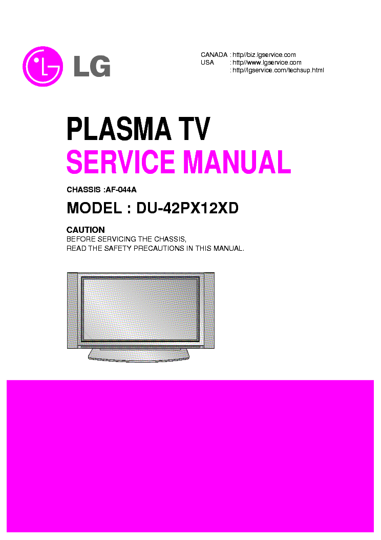 LG DU-42PX12XD CHASSIS AF-044A SM service manual (1st page)
