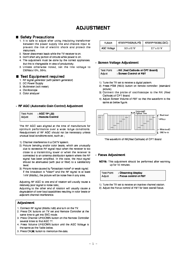 LG GOLDSTAR MC-84 ADJUST service manual (1st page)