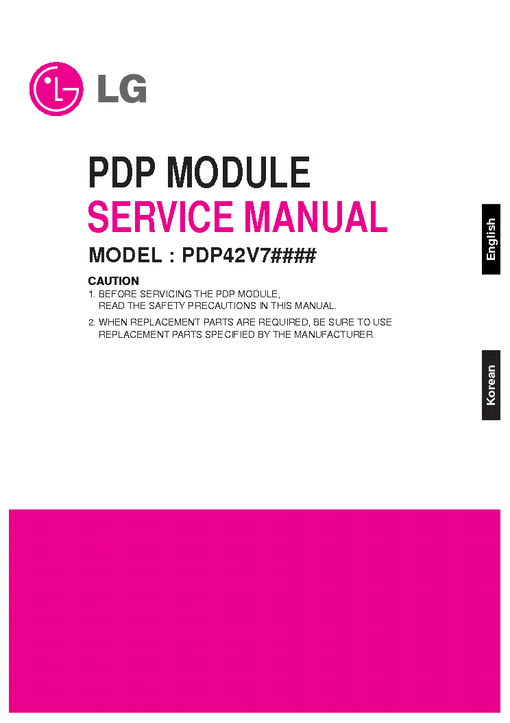 LG GOLDSTAR PDP42V7 CHASSIS SM service manual (1st page)