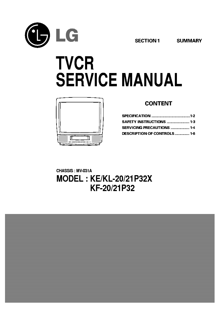 LG KE KF KL-20 21P32X CHASSIS MV-031A service manual (1st page)