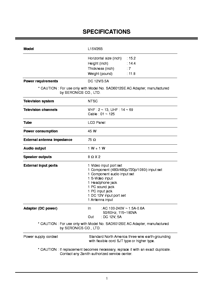 LG L15V26B service manual (1st page)