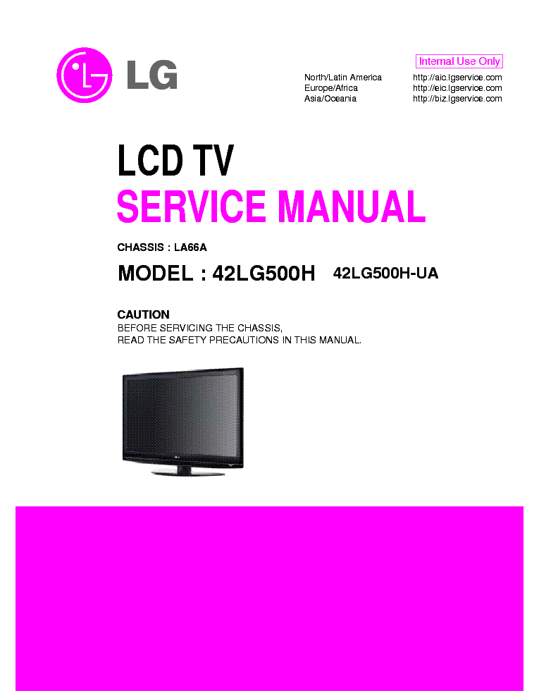 LG LA66A CHASSIS 42LG500H-UA LCD TV SM service manual (1st page)