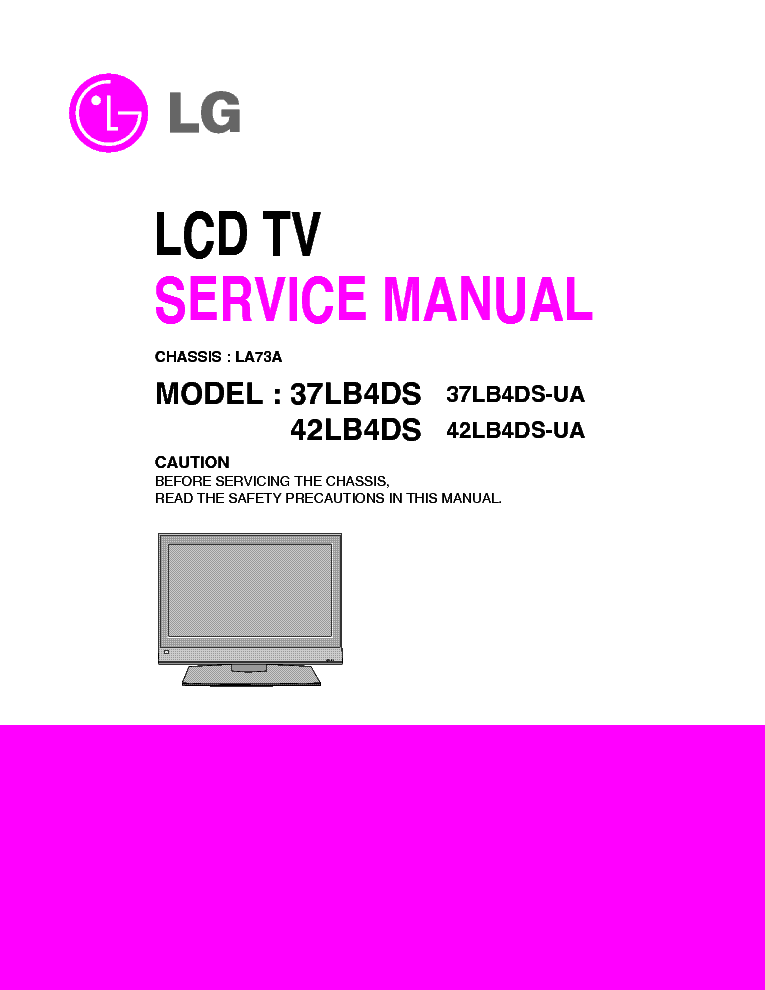 LG LA73A CHASSIS 37LB4DS LCD TV SM service manual (1st page)