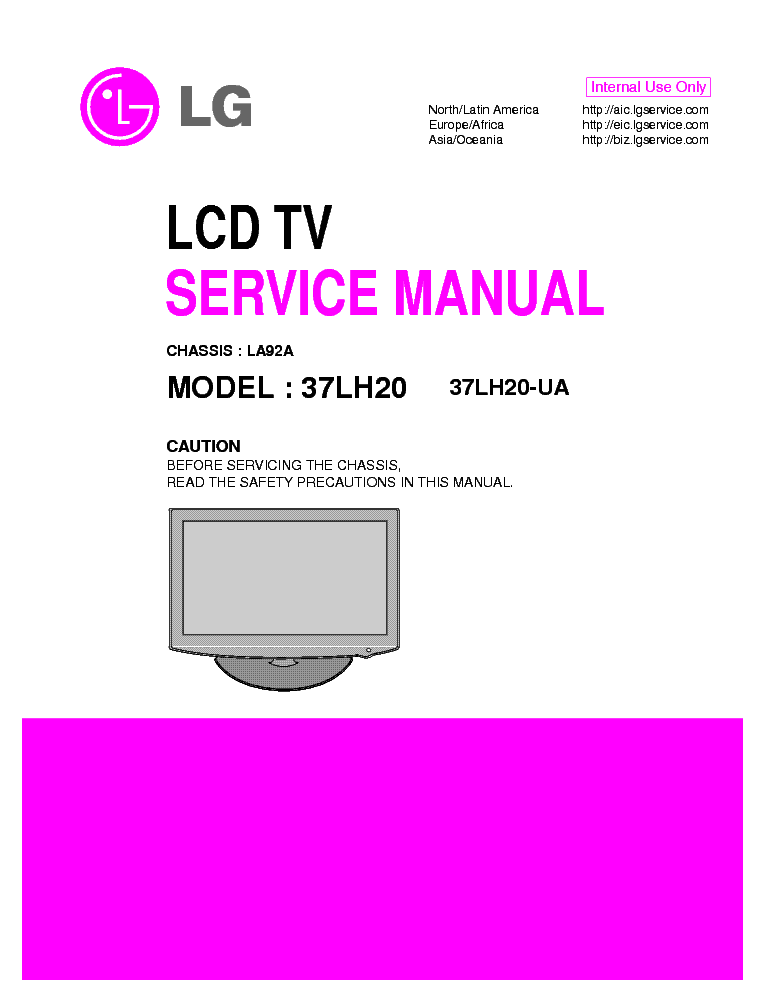 LG LA92A CHASSIS 37LH20-UA LCD TV SM service manual (1st page)