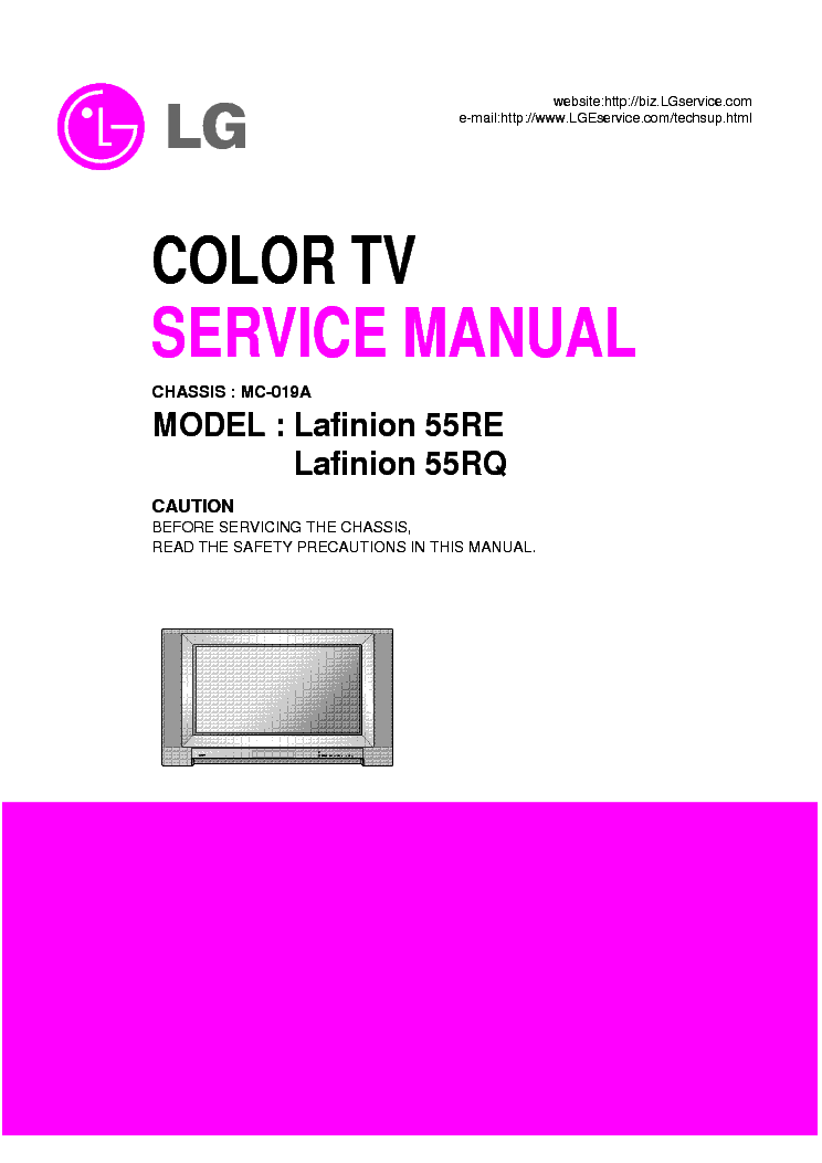 LG LAFINION-55RE 55RQ-CH.MC-019A-SM-T service manual (1st page)