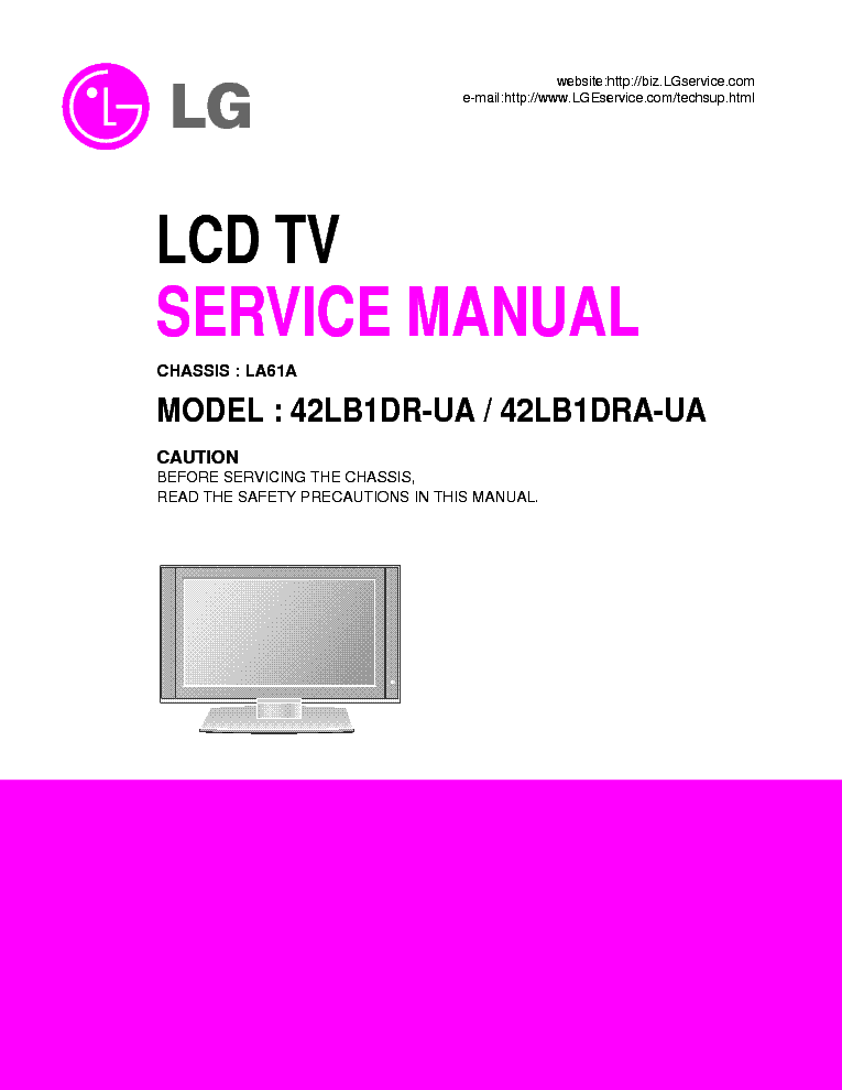 LG LD61A CHASSIS 42LB1DR-UA LCD TV SM service manual (1st page)