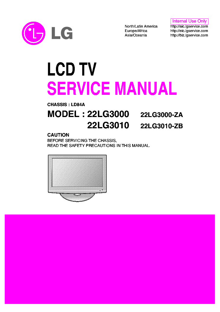 LG LD84A CHASSIS 22LG3000 22LG3010 LCD TV SM service manual (1st page)
